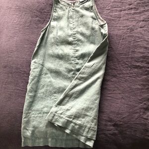 Grana 100% Linen sleeveless shift dress w pockets
